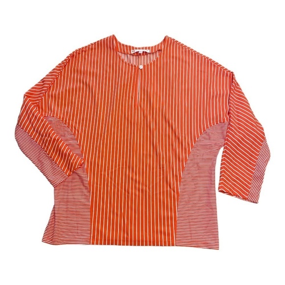 Jude Connally Tunic Stripes Orange White Size 8 Loose Fit - Picture 1 of 7